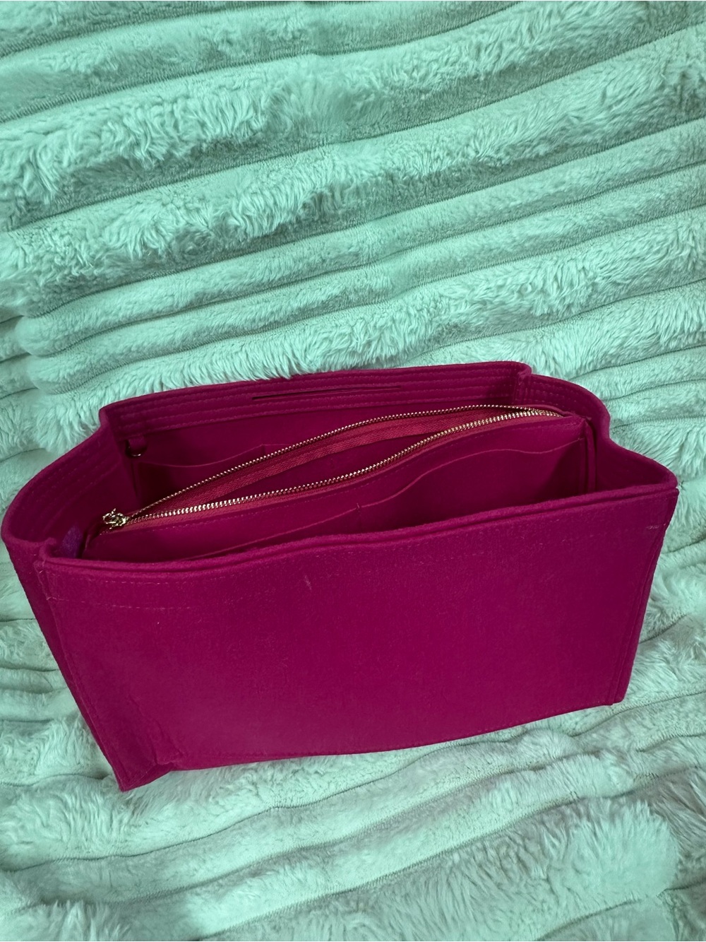 Fuchsia Felt Handbag Organizer Insert - Structured Women's Bag Liner